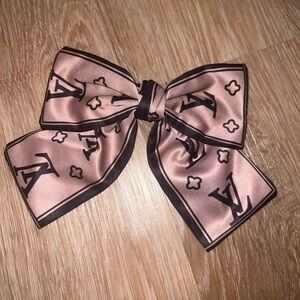 Pink Black Monogram Hair Bow Accessory Clip Tie